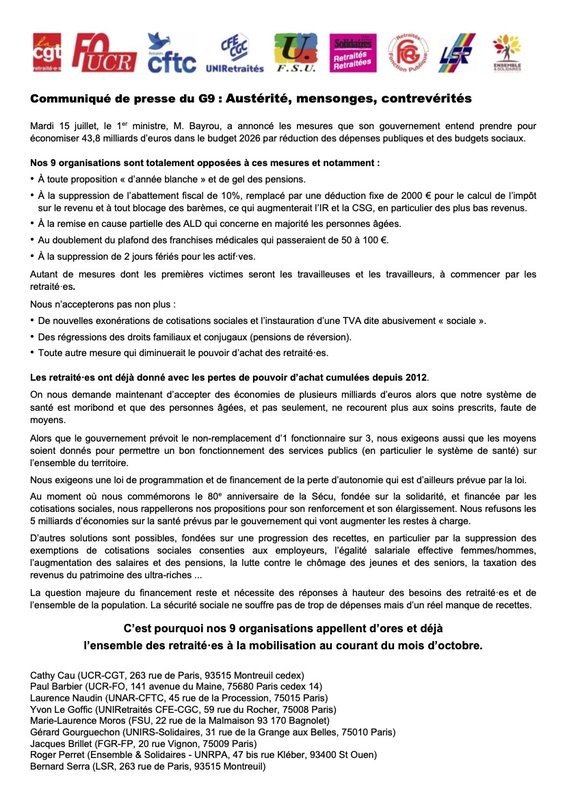 2025 07 21 communique de presse G9